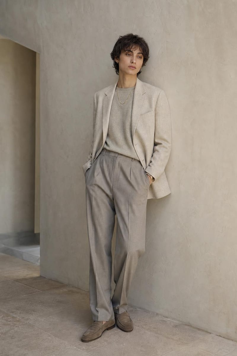 Quiet Luxury style: tonal neutral tailoring